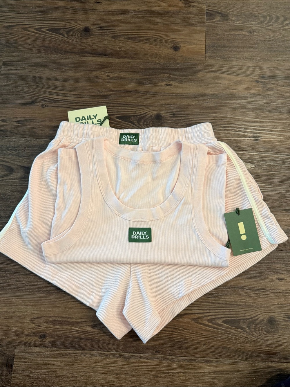 Daily Drills Women's Pale Pink Ribbed Tank & Short Pajama Set